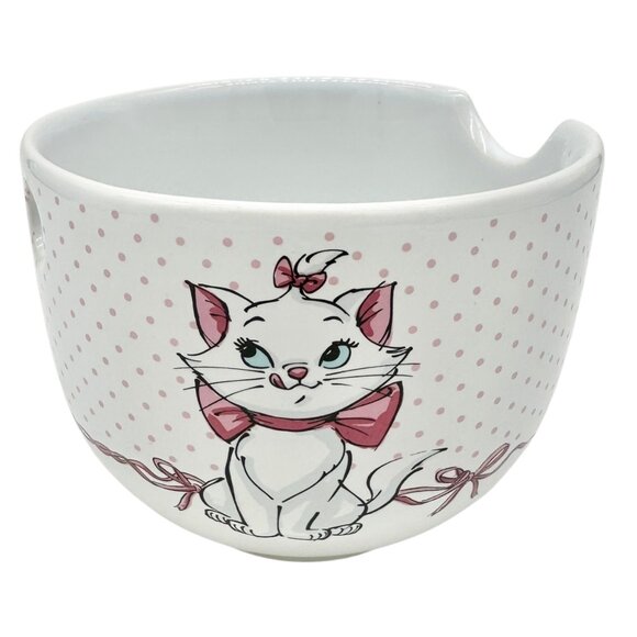 Disney Marie Aristocats Ceramic Ramen Bowl and Chopsticks Set White Pink Dots - Picture 3 of 10